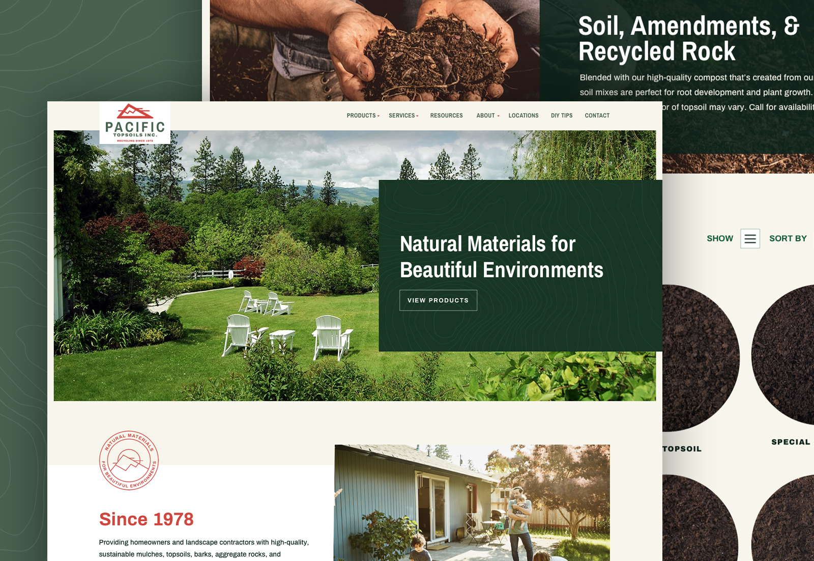 Pacific Topsoils: Updated brand identity and redesigned website to provide full catalog of products.